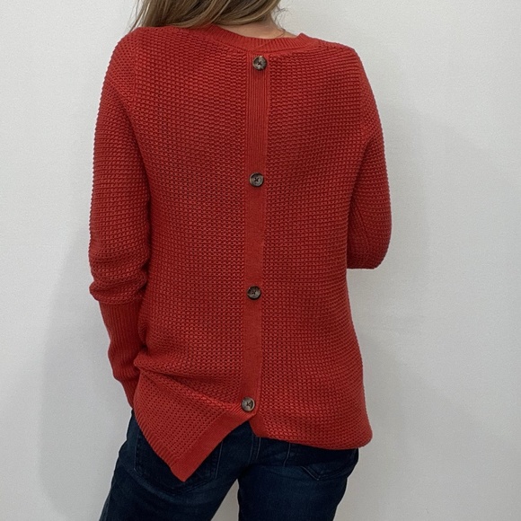 Max Studio Orange Rust Button Back Sweater - Picture 3 of 10